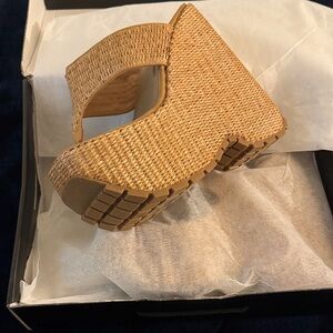 Fashion Nova Tan Woven Wedges